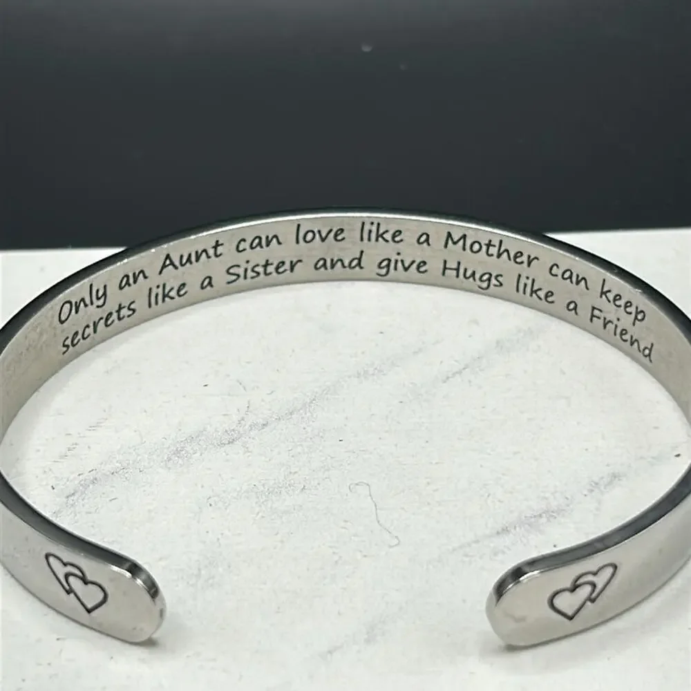 To the Best Aunt Silver tone Cuff Bracelet. New in Box!